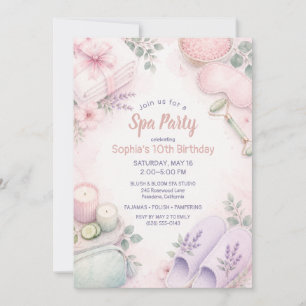 Invitación de cumpleaños de Spa Acuarela Rosa Ment