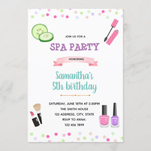 Invitación de cumpleaños de spa adorable