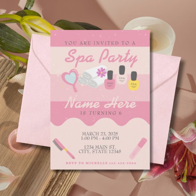 Invitación de cumpleaños de Spa para niñas | Cuida (Subido por el creador)