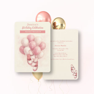 Invitación de cumpleaños de Spa, zapatillas globos