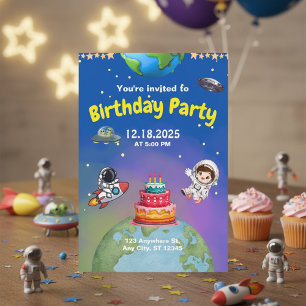 Invitación de cumpleaños de Space Adventure