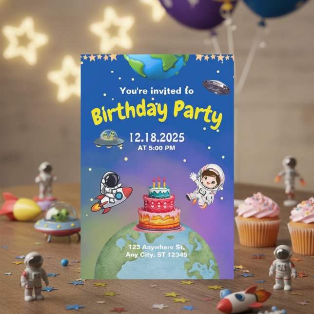 Invitación de cumpleaños de Space Adventure (Subido por el creador)