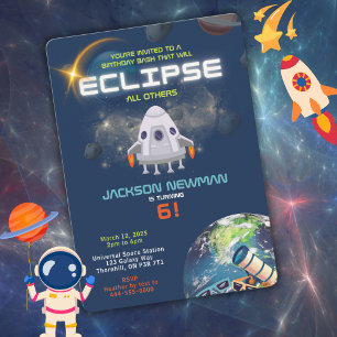 Invitación de cumpleaños de Space Eclipse