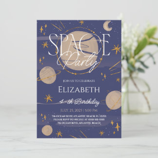 Invitación de cumpleaños de Space Night Sky Galaxy