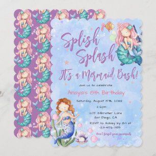 Invitación de cumpleaños de Sparkle Mermaid Bash