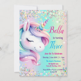 Invitación de cumpleaños de Sparkle Pastel Rainbow