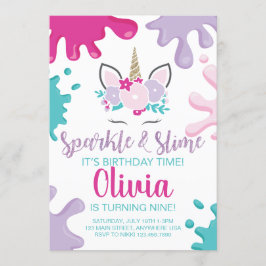 Invitación de cumpleaños de Sparkle y Slime Unicor
