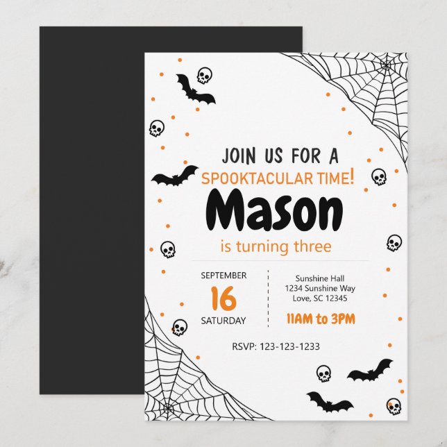 Invitación de cumpleaños de Spider Web Halloween (Anverso / Reverso)