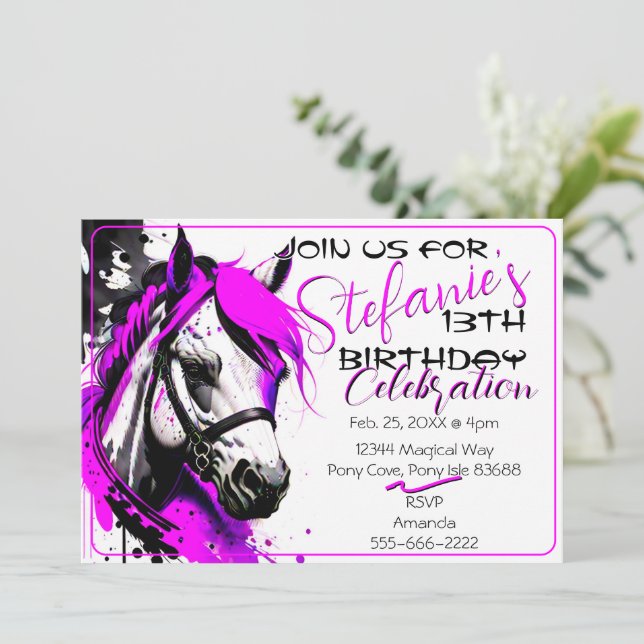 Invitación de cumpleaños de Spirit Pony 30 (Anverso de pie)