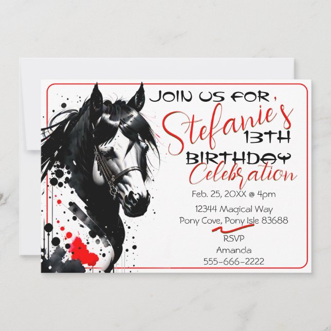 Invitación de cumpleaños de Spirit Pony 37 (Anverso)