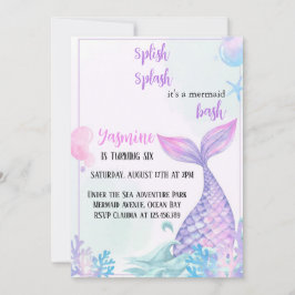 invitación de cumpleaños de splash mermaid