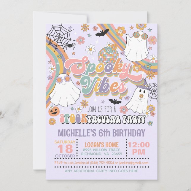 Invitación de cumpleaños de Spooky Vibes - Chica ( (Anverso)