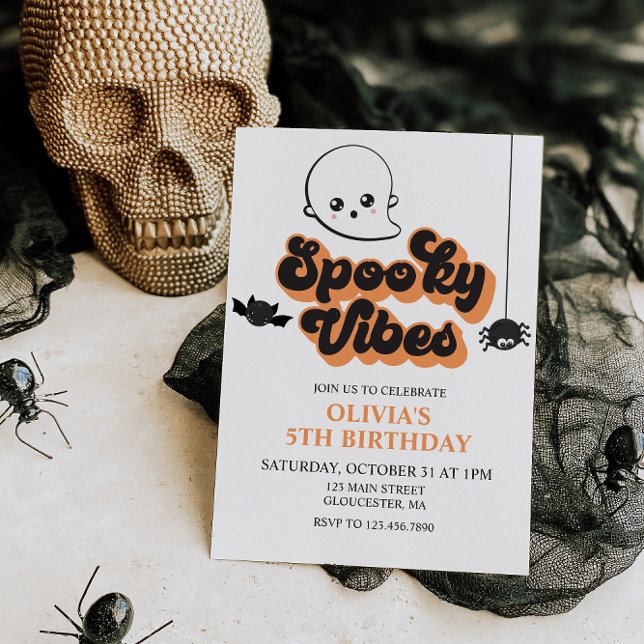 Invitación de cumpleaños de Spooky Vibes Halloween (Subido por el creador)