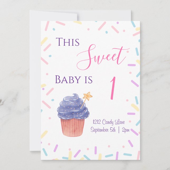 Invitación de cumpleaños de Sprinkle (Anverso)
