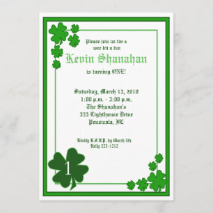 Invitación de cumpleaños de St. Patrick's Day Sham