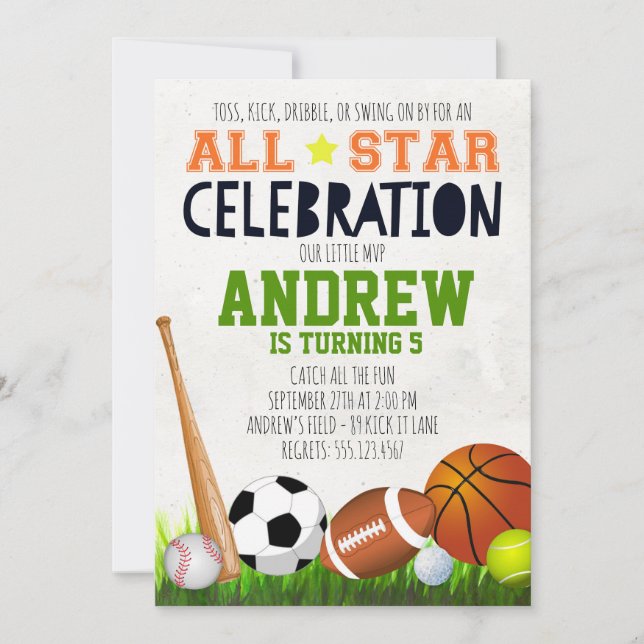 Invitación de cumpleaños de Star Sports (Anverso)