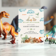 Invitación de cumpleaños de Stomp Chomp & Roar Din