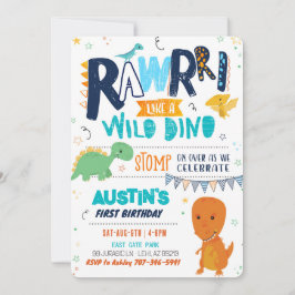 Invitación de cumpleaños de Stomp Chomp Roar Dinos