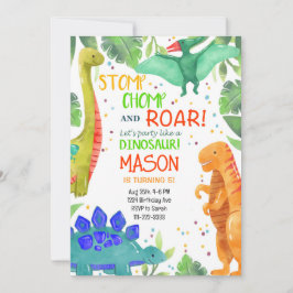 Invitación de cumpleaños de Stomp Chomp Roar Dinos