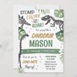 Invitación de cumpleaños de Stomp Chomp Roar Dinos