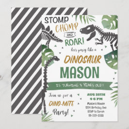 Invitación de cumpleaños de Stomp Chomp Roar Dinos