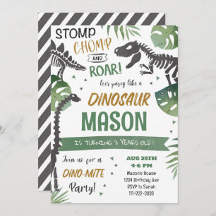 Invitación de cumpleaños de Stomp Chomp Roar Dinos