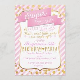 Invitación de cumpleaños de Sugar & Spice en oro r