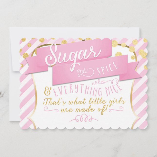 Invitación de cumpleaños de Sugar & Spice Pink Gol (Anverso)
