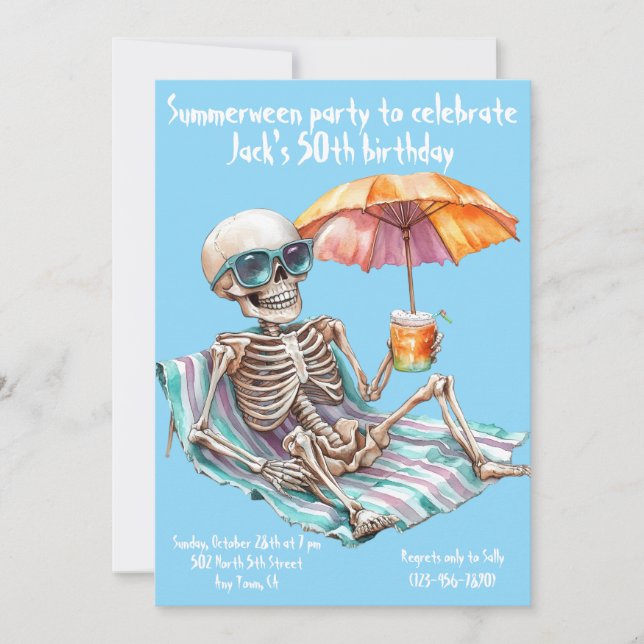 Invitación de cumpleaños de Summerween (Anverso)
