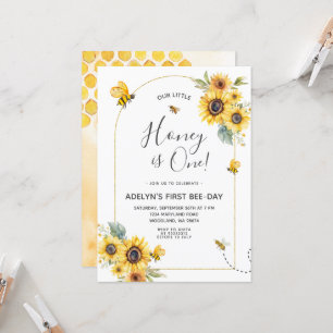Invitación de cumpleaños de Sunflower Bee