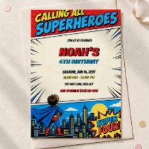Invitación de cumpleaños de superhéroe 4, Superhér