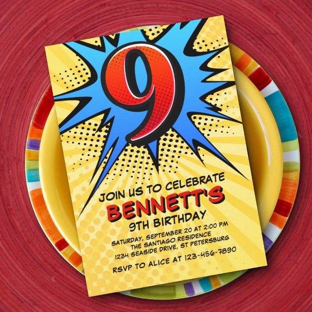 Invitación de cumpleaños de superhéroe 9 (Subido por el creador)