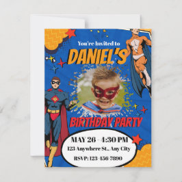 Invitación de cumpleaños de superhéroe araña con f