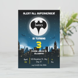 Invitación de cumpleaños de superhéroe para niño