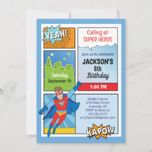 Invitación de cumpleaños de superhéroe súper genia