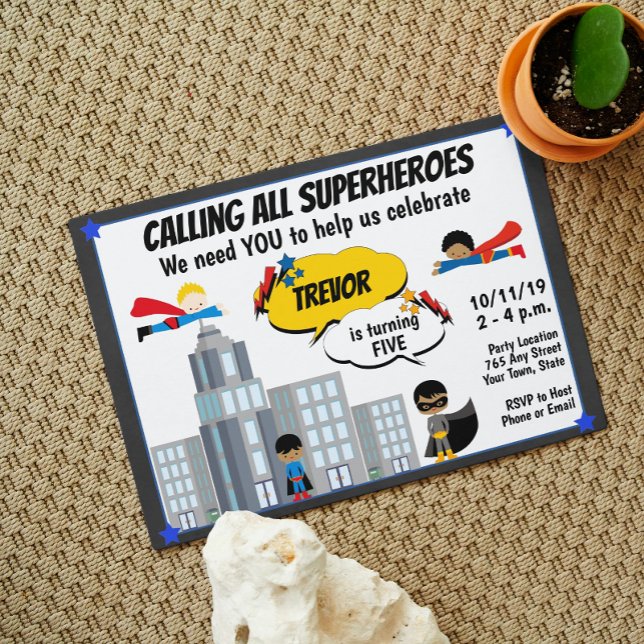 Invitación de cumpleaños de superhéroes (Subido por el creador)