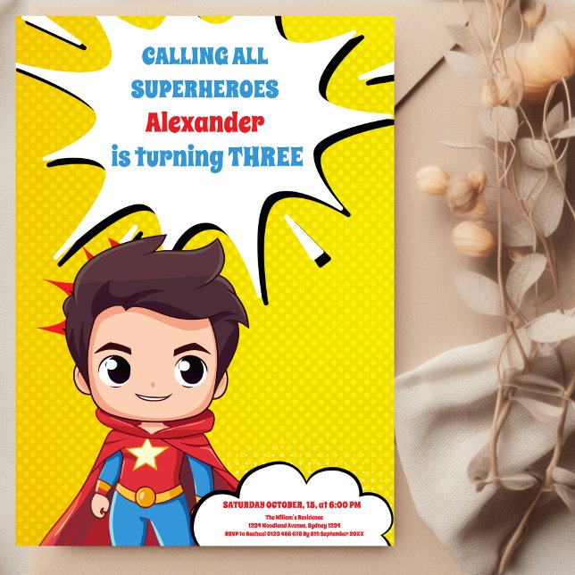 Invitación de cumpleaños de superhéroes (Subido por el creador)