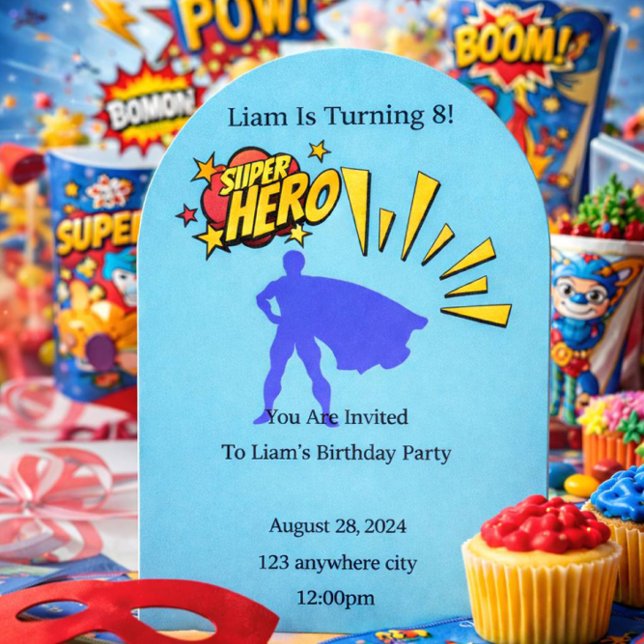 invitación de cumpleaños de superhéroes para niños (Subido por el creador)