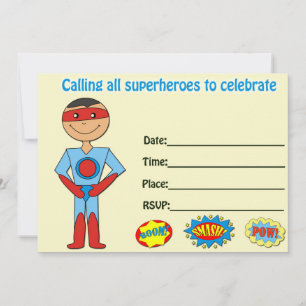 Invitación de cumpleaños de superhéroes rellena en