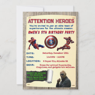 Invitación de cumpleaños de Superhéroes Unidos