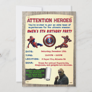 Invitación de cumpleaños de Superhéroes Unidos
