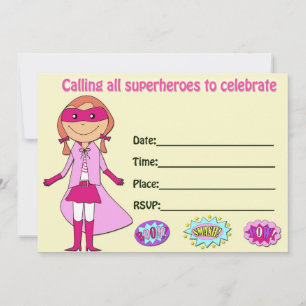 invitación de cumpleaños de superheroína para rell