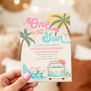 Invitación de cumpleaños de surf de furgoneta de p