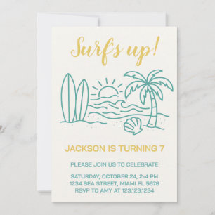 Invitación de cumpleaños de Surf editable