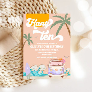Invitación de cumpleaños de surf en la playa