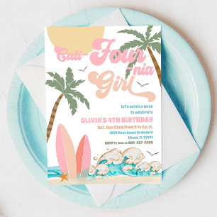 Invitación de cumpleaños de surf en la playa