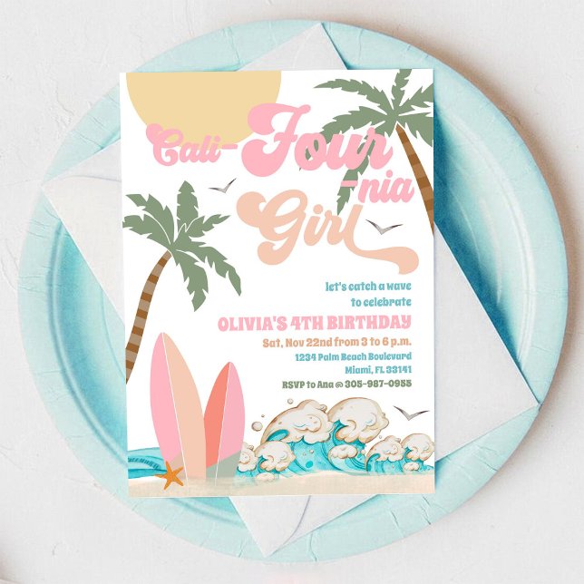 Invitación de cumpleaños de surf en la playa (Subido por el creador)