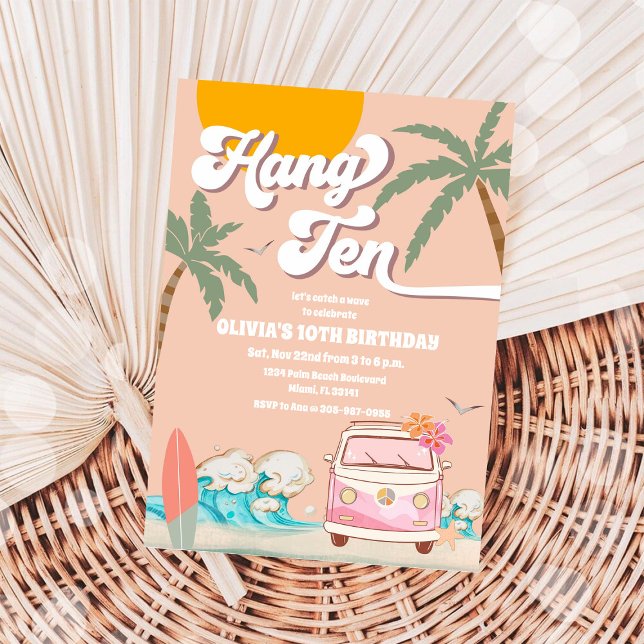 Invitación de cumpleaños de surf en la playa (Subido por el creador)