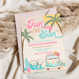 Invitación de cumpleaños de surf tropical