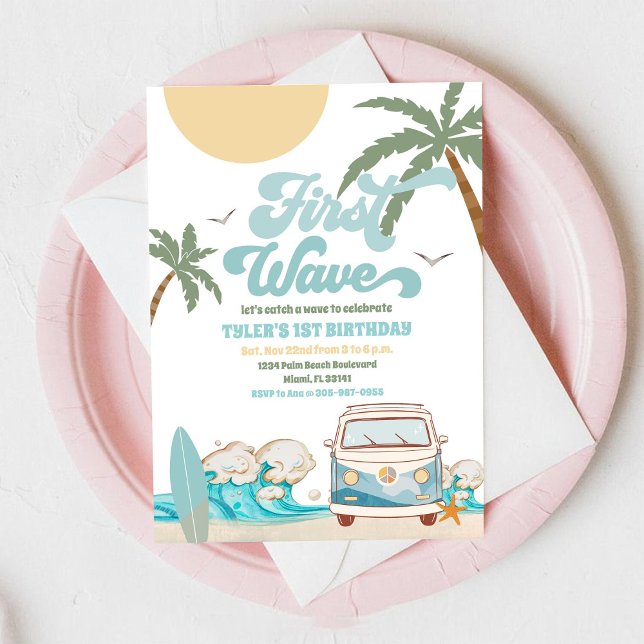 Invitación de cumpleaños de Surf Van Beach (Subido por el creador)